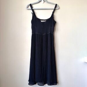 Deletta Silk Dress Size 10 Black Slip Strappy Lined Cocktail Bow Romantic Dainty